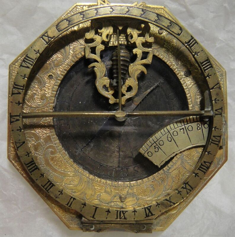 Equatorial dial, brass, made by Johan Georg Vogler, Germany, 1700-1750.